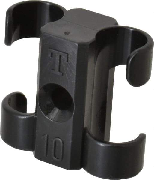 Midwest Control - 3/8 to 1/2 Hose OD, Multitube Holder - Black, 2 Slots, 1.1" OAL, 0.16" Mounting Hole, For Use With Tubes, Wires, Hose & Pipe - Top Tool & Supply