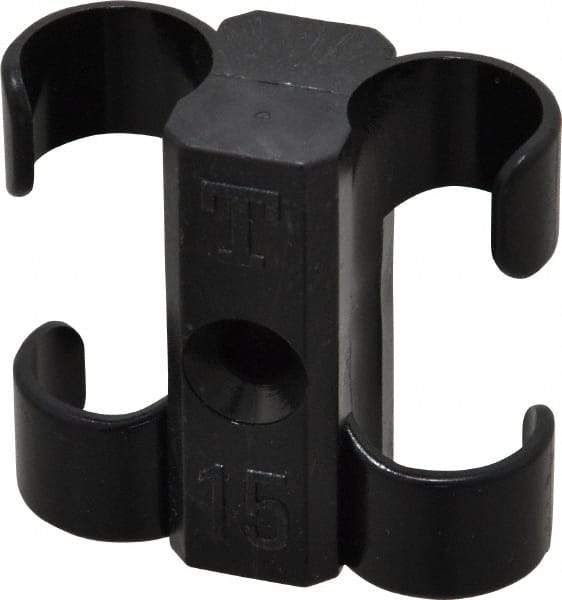 Midwest Control - 5/8 to 3/4 Hose OD, Multitube Holder - Black, 2 Slots, 1.61" OAL, 0.2" Mounting Hole, For Use With Tubes, Wires, Hose & Pipe - Top Tool & Supply