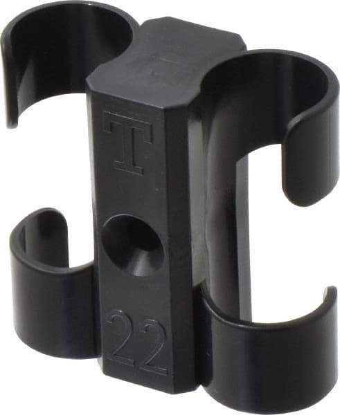 Midwest Control - 7/8 to 1 Hose OD, Multitube Holder - Black, 2 Slots, 2.4" OAL, 1/4" Mounting Hole, For Use With Tubes, Wires, Hose & Pipe - Top Tool & Supply