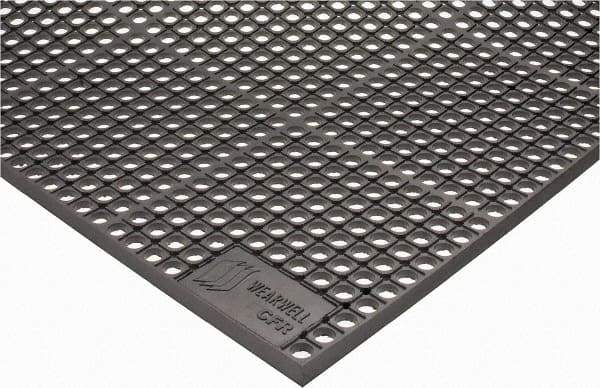 Wearwell - 5' Long x 3' Wide, Dry/Wet Environment, Anti-Fatigue Matting - Gray, CFR Rubber with Rubber Base, Beveled on 4 Sides - Top Tool & Supply