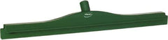 Vikan - 24" Rubber Blade Floor Squeegee - Double Edge, Green, Plastic Holder - Top Tool & Supply