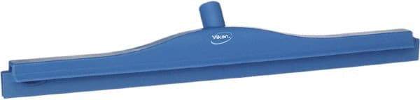 Vikan - 24" Rubber Blade Floor Squeegee - Double Edge, Blue, Plastic Holder - Top Tool & Supply