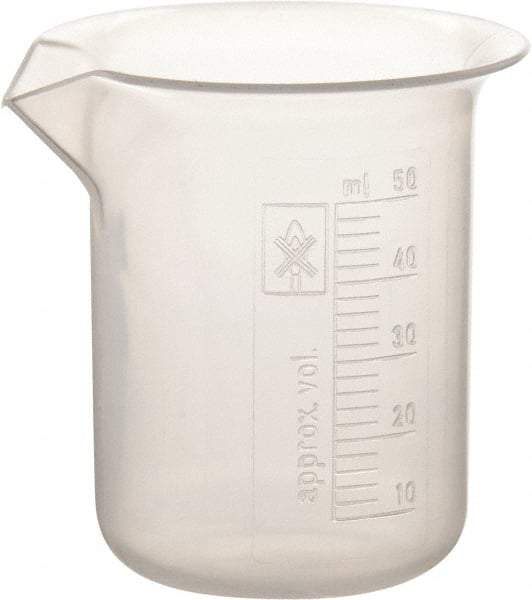 Dynalon Labware - 50 ml Polypropylene Griffin-Style Beaker - 2 ml Graduation, 1-39/64" Diam x 2-23/64" High - Top Tool & Supply