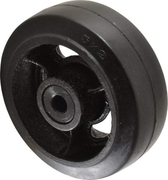 Fairbanks - 5 Inch Diameter x 2 Inch Wide, Rubber Caster Wheel - 675 Lb. Capacity, 2-3/16 Inch Hub Length, 1/2 Inch Axle Diameter, Delrin Bearing - Top Tool & Supply