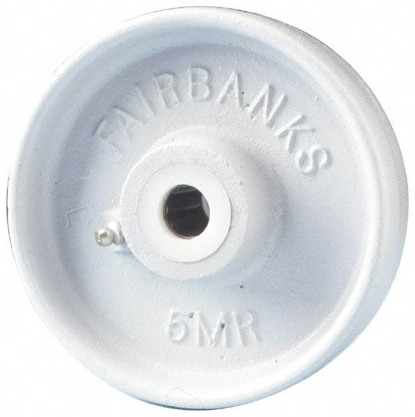 Fairbanks - 5 Inch Diameter x 2 Inch Wide, Cast Iron Caster Wheel - 1,000 Lb. Capacity, 2-1/4 Inch Hub Length, 5/8 Inch Axle Diameter, Plain Bearing - Top Tool & Supply