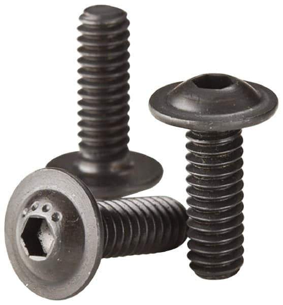 Made in USA - 3/8-16 UNC Hex Socket Drive, Button Screw - Alloy Steel, Black Oxide Finish, Fully Threaded, 1" Length Under Head - Top Tool & Supply