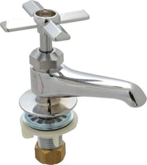 B&K Mueller - Standard, One Handle Design, Chrome, Round Deck Plate Single Mount Faucet - 4 Spoke Handle - Top Tool & Supply