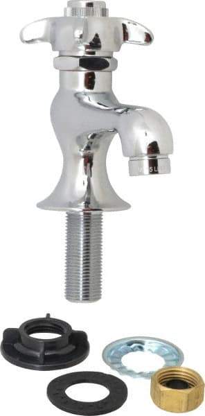 B&K Mueller - Standard, One Handle Design, Chrome, Round Deck Plate Single Mount Faucet - 4 Spoke Handle - Top Tool & Supply