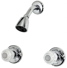 B&K Mueller - Concealed, Two Handle, Chrome Coated, Brass, Valve and Shower Head - Knob Handles, 8 Inch Mounting Centers, Acrylic Handles - Top Tool & Supply