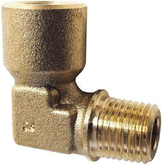 Legris - 1/4 Male Thread x 1/4 Female Thread, Brass Industrial Pipe 90° Street Elbow - MBSPT x FBSPP, 3,626 psi - Top Tool & Supply