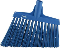 Vikan - 9-1/2" Wide, Blue Synthetic Bristles, Angled Broom - Top Tool & Supply