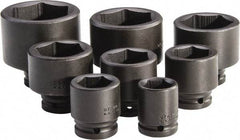 Proto - 8 Piece 3/4" Drive Standard Deep Impact Socket Set - 6 Points, 1-1/16 to 2-3/8", Inch Measurement Standard - Top Tool & Supply