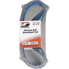 Dynabrade - 1/2" Wide x 24" OAL, 60 & 80 Grit, Zirconia Alumina Abrasive Belt - Zirconia Alumina, Coated & Nonwoven, X Weighted Cloth Backing, Wet/Dry - Top Tool & Supply