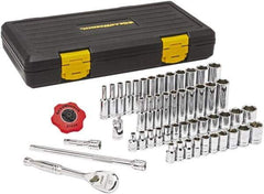 GearWrench - 51 Piece 1/4" Drive Chrome Finish Deep Well Socket Set - 6 Points, 3/16" to 9/16" (4mm to 15mm) Range, Inch/Metric Measurement Standard - Top Tool & Supply