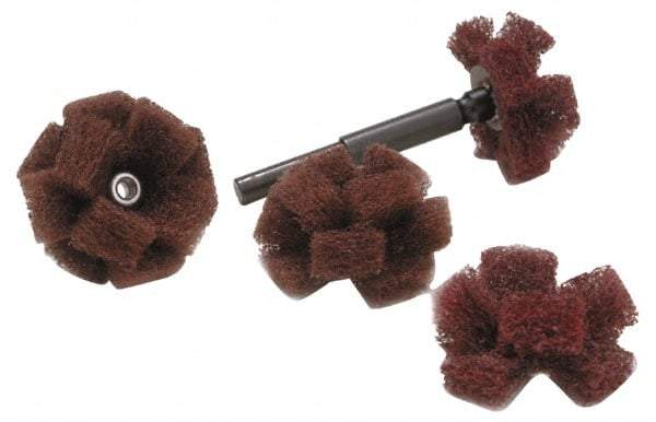 Merit Abrasives - 1-1/2" Diam Hard Density Cross Buff - 3 Plys, 8-32 Thread, Medium Grade - Top Tool & Supply