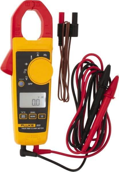 Fluke - 325, CAT IV, CAT III, Digital True RMS Clamp Meter with 1.18" Clamp On Jaws - 600 VAC/VDC, 400 AC/DC Amps, Measures Voltage, Capacitance, Continuity, Frequency, Resistance, Temperature - Top Tool & Supply