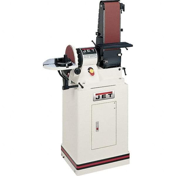 Jet - 48" Long x 6" Wide Belt, 9" Diam, Combination Sanding Machine - 0.75 hp, Single Phase - Top Tool & Supply