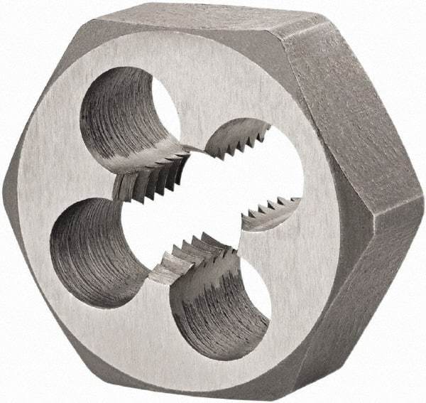 DORMER - M8x1.00 Metric Fine Thread, Right Hand Thread, Hex Rethreading Die - High Speed Steel, 5/16" Thick, Series F312 - Exact Industrial Supply