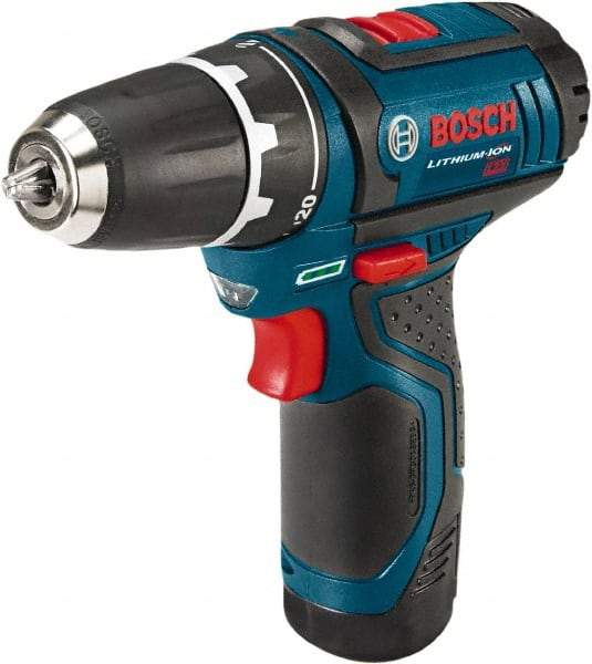 Bosch - 12 Volt 3/8" Chuck Pistol Grip Handle Cordless Drill - 0-350 & 0-1300 RPM, Reversible, 2 Lithium-Ion Batteries Included - Top Tool & Supply