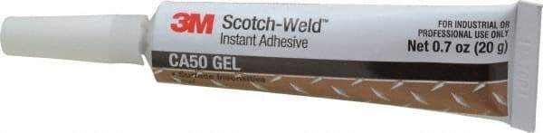 3M - 0.70 oz Tube Clear Instant Adhesive - Series CA50, 60 to 120 sec Fixture Time, 24 hr Full Cure Time, Bonds to Cardboard, Cork Board, Fabric, Fiberglass, Foam, Metal, Plastic, Rubber & Vinyl - Top Tool & Supply