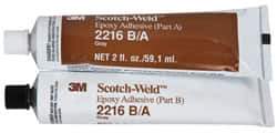 3M - 2 oz Tube Two Part Epoxy - 90 min Working Time, 3,200 psi Shear Strength, Series 2216 - Top Tool & Supply