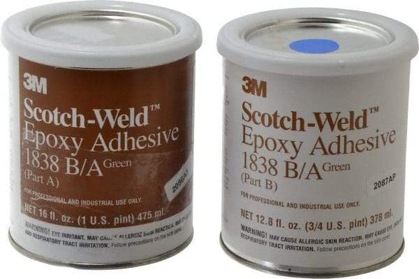 3M - 16 oz Can Two Part Epoxy - 60 min Working Time, 3,000 psi Shear Strength, Series 1838 - Top Tool & Supply