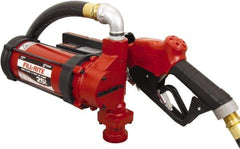 Tuthill - 25 GPM, 1" Hose Diam, DC High Flow Tank Pump with Automatic Nozzle - 1-1/4" Inlet, 1" Outlet, 12 VDC, 18' Hose Length, 1/2 hp - Top Tool & Supply