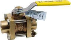 Conbraco - 1-1/4" Pipe, Full Port, Lead Free Bronze Full Port Ball Valve - 3 Piece, Female NPT Ends, Lever Handle, 600 WOG, 150 WSP - Top Tool & Supply