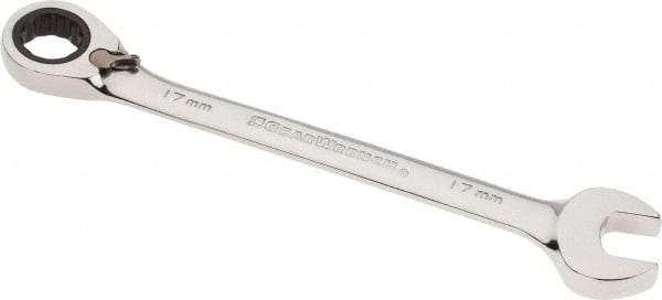 GearWrench - 17mm Combination Wrench - 8-13/16" OAL, Steel, Polished Finish - Top Tool & Supply