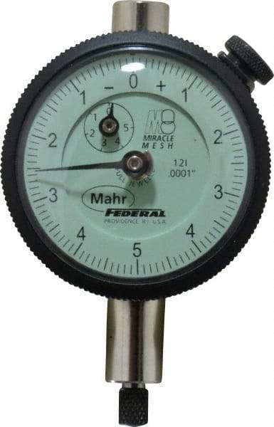 Mahr - 0.025" Range, 0-10-0 Dial Reading, 0.0001" Graduation Dial Drop Indicator - 1-3/4" Dial, 0.01" Range per Revolution, 0.0001" Accuracy, Revolution Counter - Top Tool & Supply