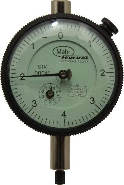 Mahr - 0.02" Range, 0-8 Dial Reading, 0.0001" Graduation Dial Drop Indicator - 2-1/4" Dial, 0.008" Range per Revolution, 0.0001" Accuracy, Revolution Counter - Top Tool & Supply