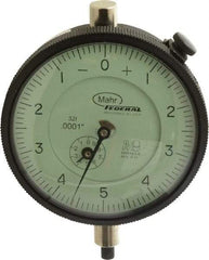 Mahr - 0.025" Range, 0-5-0 Dial Reading, 0.0001" Graduation Dial Drop Indicator - 2-3/4" Dial, 0.01" Range per Revolution, 0.0001" Accuracy, Revolution Counter - Top Tool & Supply