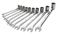 SK - 10 Piece, 10 to 19mm, Combination Wrench Set - Metric System of Measurement, Chrome Finish, Comes in Tray - Top Tool & Supply