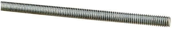 Made in USA - 5/16-18 UNC (Coarse), 6' Long, Low Carbon Steel Threaded Rod - Zinc-Plated Finish, Right Hand Thread - Top Tool & Supply