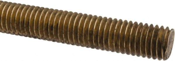 Made in USA - 1/2-13 UNC (Coarse), 6' Long, Brass Threaded Rod - Right Hand Thread - Top Tool & Supply