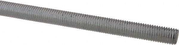 Made in USA - 1/4-28 UNF (Fine), 6' Long, Low Carbon Steel Threaded Rod - Zinc-Plated Finish, Right Hand Thread - Top Tool & Supply