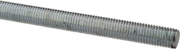 Made in USA - 5/16-24 UNF (Fine), 6' Long, Low Carbon Steel Threaded Rod - Zinc-Plated Finish, Right Hand Thread - Top Tool & Supply