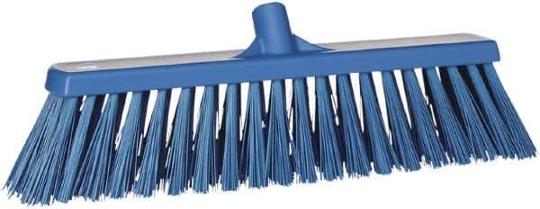 Vikan - 19" Heavy Duty Synthetic Push Broom - 4-1/2" Bristle Length, Plastic Block, European Threaded Handle Connection - Top Tool & Supply