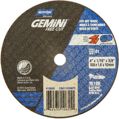 4 × 1/16 × 3/8″ Gemini Free Cut Small Diameter Cut-Off Wheel >3″ A 36 T Type 01/41 - Top Tool & Supply