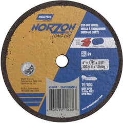 4″ × 1/8″ × 3/8″ NorZon Plus Small Diameter Cut-Off Wheel Type 01 Straight Aluminum Oxide - Top Tool & Supply