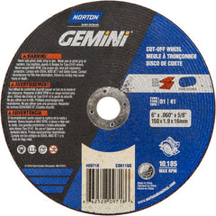 150 mm × 1.6 mm × 5/8″ Gemini Circular Saw Cut-Off Wheel U57A 36 Q Type 01/41 - Top Tool & Supply