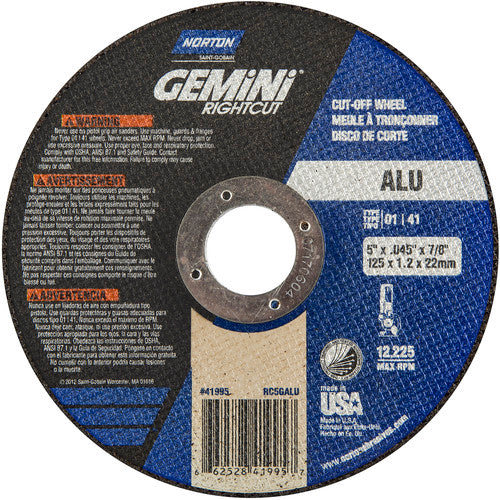 5″ × 0.045″ × 7/8″ Right Angle Cut-Off Wheel Gemini RightCut ALU 36 Grit - Top Tool & Supply