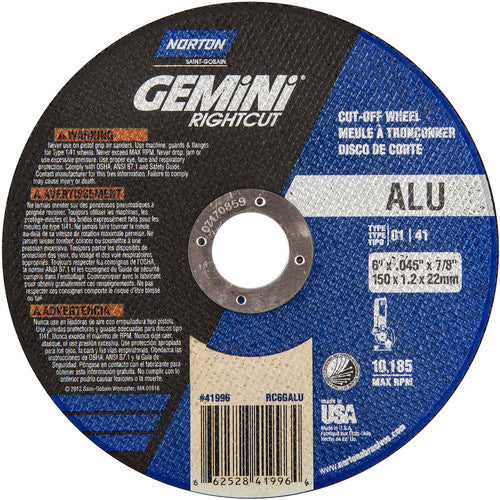 6″ × 0.045″ × 7/8″ Right Angle Cut-Off Wheel Gemini RightCut ALU 36 Grit - Top Tool & Supply