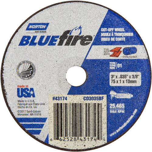 3 x .035 × 3/8″ BlueFire Small Diameter Cut-Off Wheel <=3″ ZA 46 X Type 01/41 - Top Tool & Supply