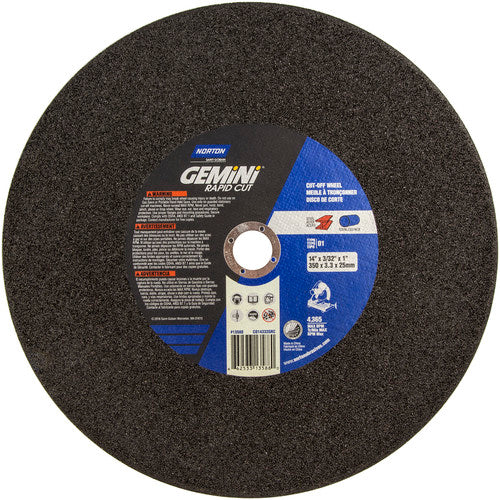 14 × 3/32 × 1″ Gemini Rapid Cut Chop Saw Cut-Off Wheel A 36 P Type 01/41 - Top Tool & Supply