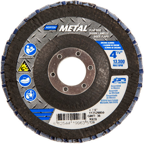 ‎4-1/2 × 7/8″ Metal Fiberglass Conical Flap Disc Type 29 P36 Grit R828 Zirconia Alumina - Top Tool & Supply