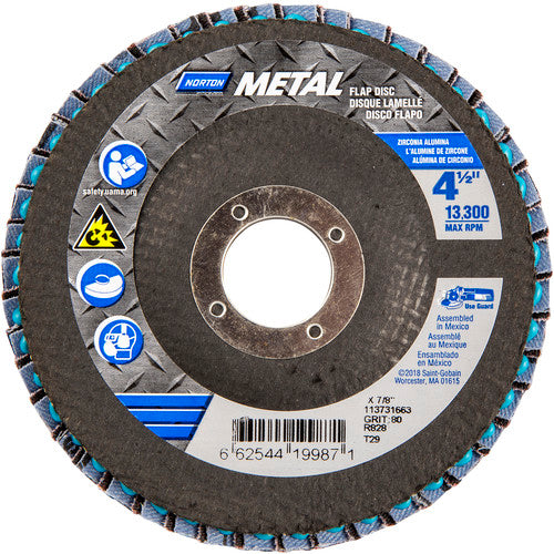 ‎4-1/2 × 7/8″ Metal Fiberglass Conical Flap Disc Type 29 80 Grit R828T Zirconia Alumina - Top Tool & Supply