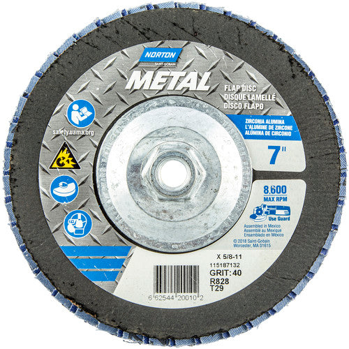 ‎7 × 5/8 - 11″ Metal Fiberglass Conical Flap Disc Type 29 P40 Grit R828 Zirconia Alumina - Top Tool & Supply