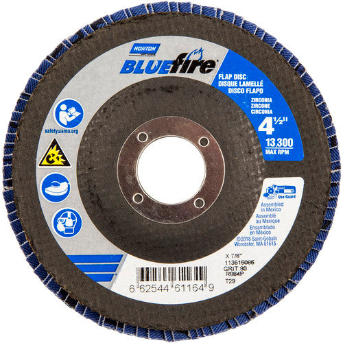 ‎4-1/2 × 7/8″ BlueFire Fiberglass Conical Flap Disc Type 29 P80 Grit R884P Ceramic Alumina - Top Tool & Supply