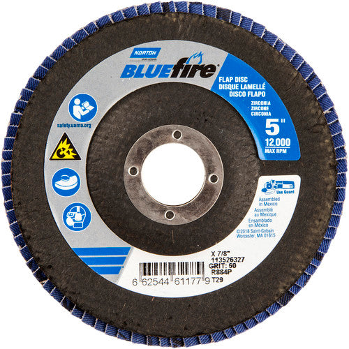 5 × 7/8″ BlueFire Fiberglass Conical Flap Disc Type 29 P60 Grit R884P Zirconia Alumina - Top Tool & Supply